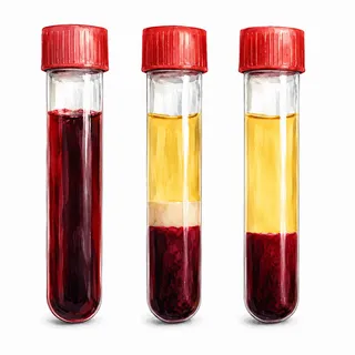 Vials of blood, plasma and serum