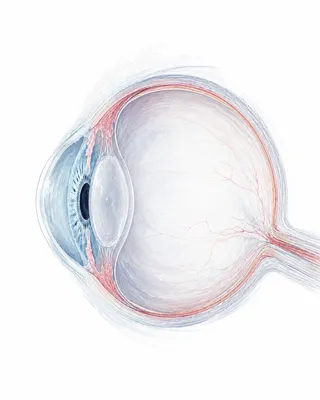 A cross-section of an eye